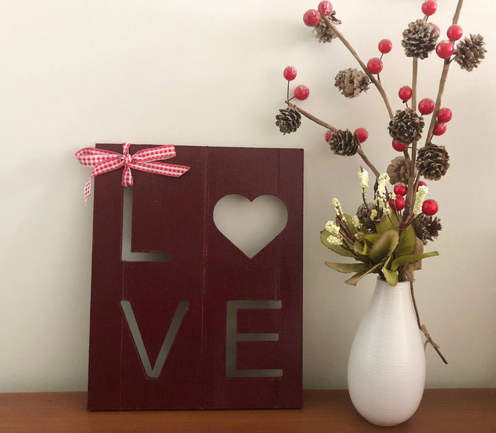 Hand Painted Love Decor|Heart Shaped Decorative Board|Valentine's Day Decor|Custom Table Decor|Original Home Decor|Housewarming Gift For Her