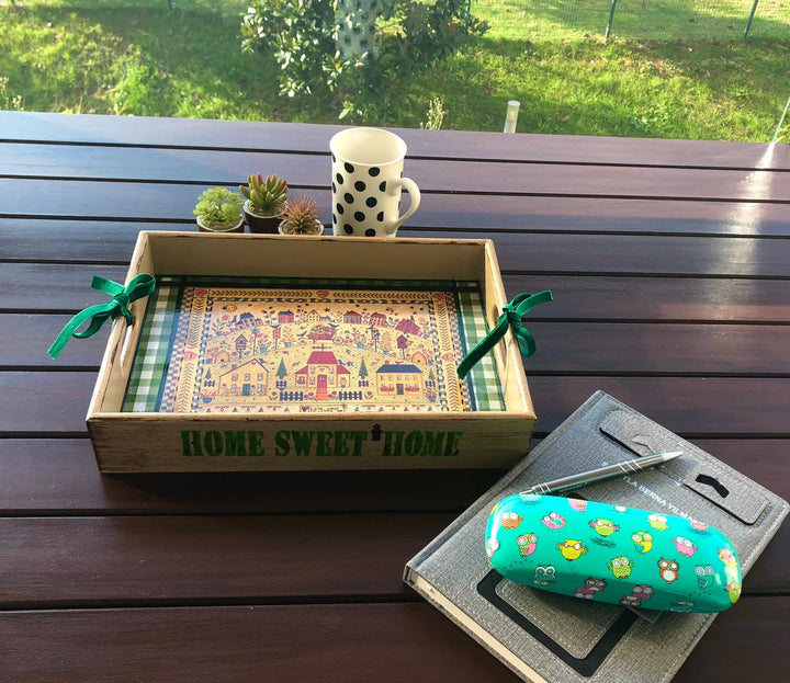 Hand Painted Wooden Tray|Wooden Decor|Custom Table Decor|Acrylic Paint|Serving Tray|Home Decor|Gift for Women|Wooden Art|Housewarming Gift