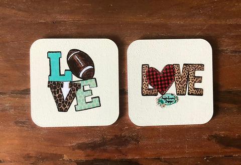 Set of 6 Love Themed Drink Coaster Set|Romantic Home Decor|Handmade Coffee Table Decor|New Home Gift For Women|Valentine&