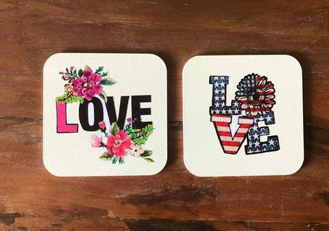 Set of 6 Love Themed Drink Coaster Set|Romantic Home Decor|Handmade Coffee Table Decor|New Home Gift For Women|Valentine&
