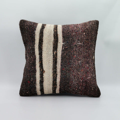 Vintage Kilim Pillow Cover|Turkish Kilim Pillowcase|Antique Anatolian Throw Pillow|Striped Rug Decor|Farmhouse Handwoven Rug Cushion 16x16