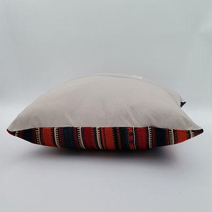 Vintage Kilim Pillow Cover|Striped Turkish Kilim Cushion Case|Traditional Antique Throw Pillow|Boho Bedding Decor|Handwoven Rug Decor 16x16