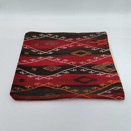 Vintage Kilim Pillow Cover|Turkish Kilim Cushion Case|Traditional Soft Throw Pillow Top|Diamond Pattern Rug Design|Handwoven Cushion 16x16