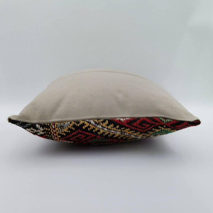 Vintage Kilim Pillow Cover|Turkish Kelim Pillow Top|Ottoman Rug Throw Pillowcase|Diamond Pattern Decor|Handwoven Rug Cushion Cover 16x16