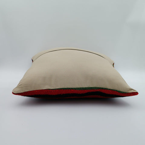 Vintage Kilim Pillow Cover|Turkish Kelim Home Decor|Eclectic Anatolian Throw Pillow Top|Boho Bedding Decor|Handwoven Striped Rug Case 16x16