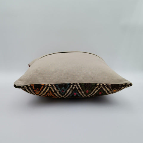 Turkish Kilim Pillow Cover|Vintage Kelim Cushion Case with Diamond Pattern|Antique Throw Pillow Top|Handwoven Rug Design Cushion Case 16x16