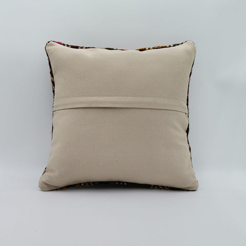 Turkish Kilim Pillow Cover|Vintage Kelim Cushion Case with Diamond Pattern|Antique Throw Pillow Top|Handwoven Rug Design Cushion Case 16x16