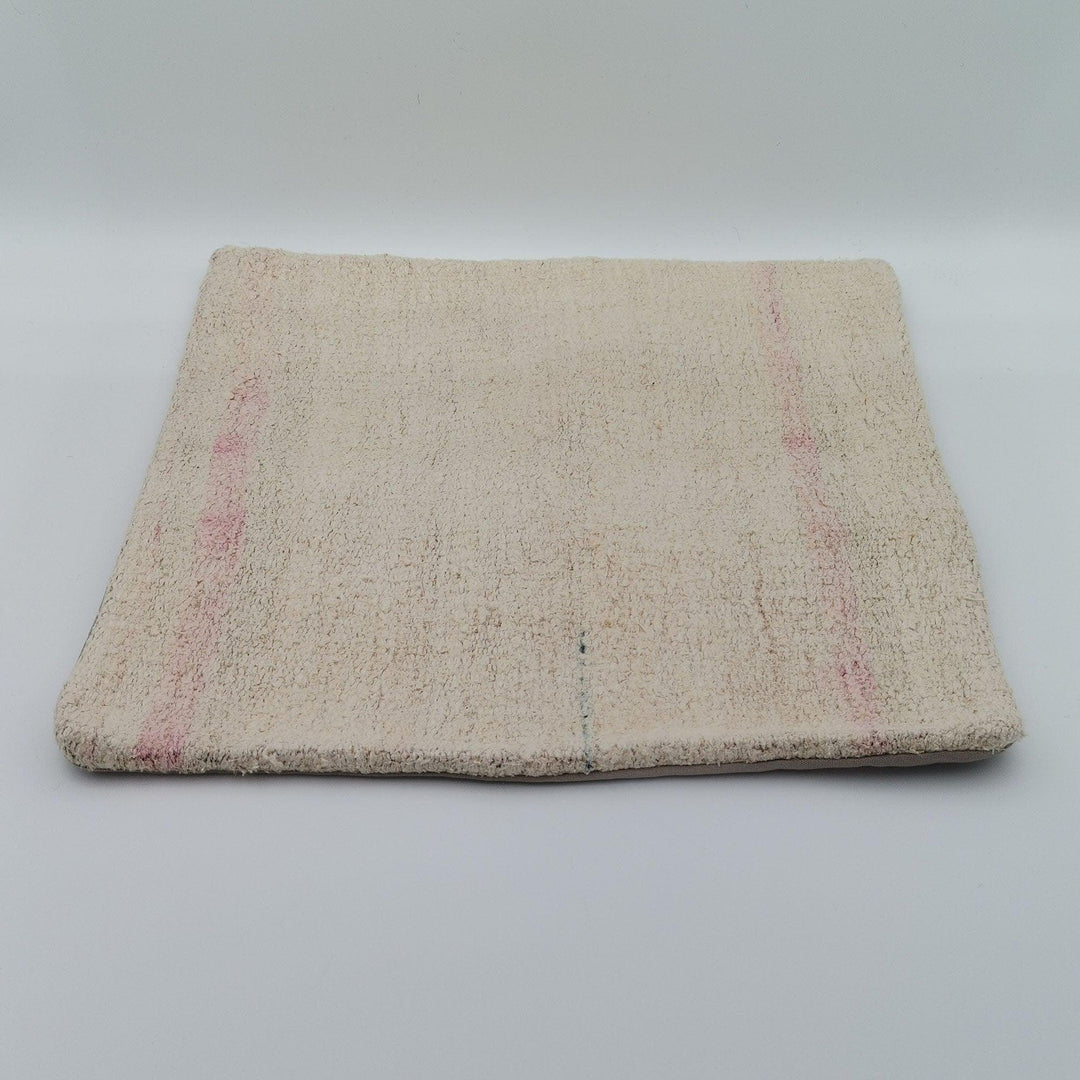 Vintage Hemp Pillow Cover|Turkish Kilim Cushion Case|Antique Square Hemp Throw Pillow Top|Boho Bedding Decor|Handwoven Rug Cushion 16x16