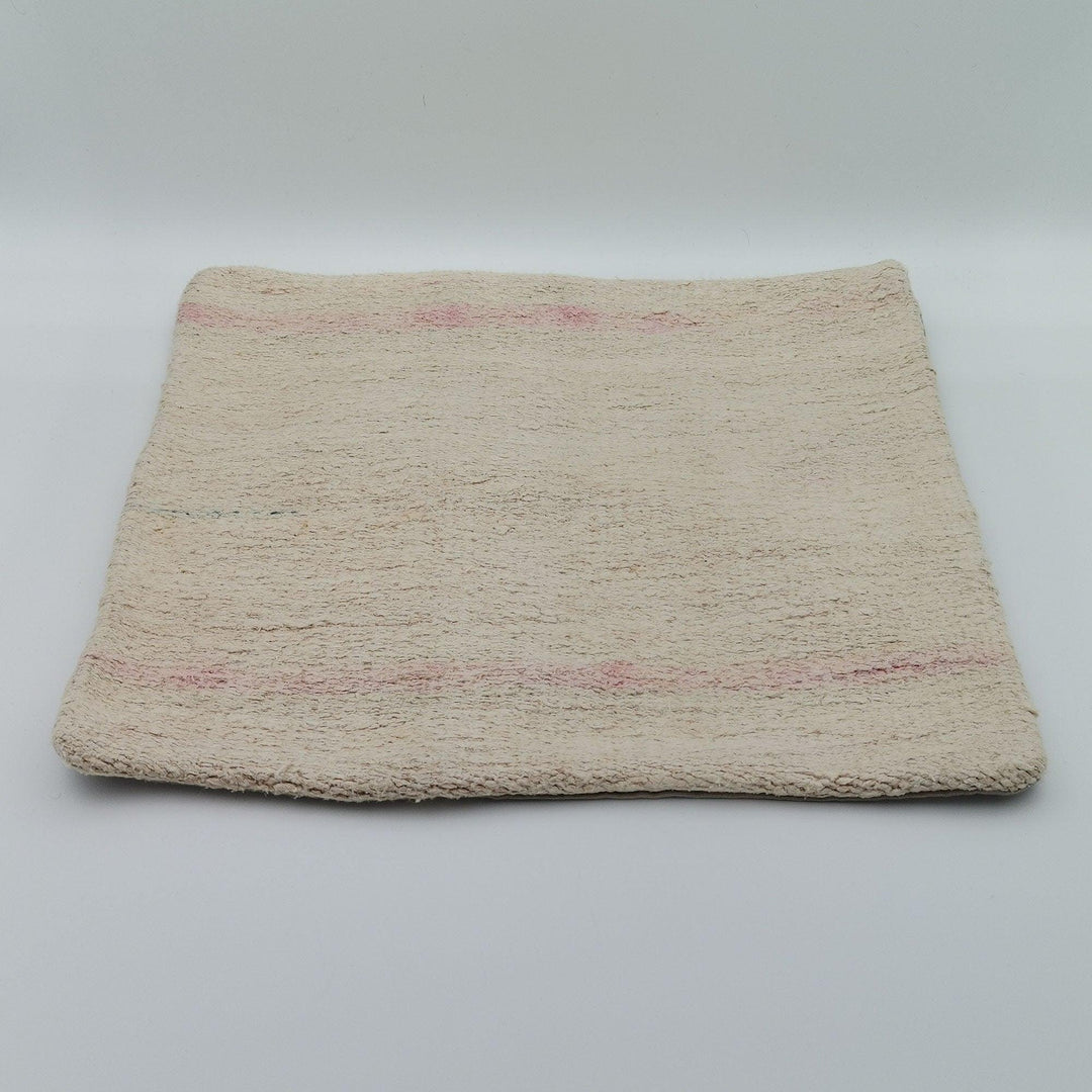 Vintage Hemp Pillow Cover|Turkish Kilim Cushion Case|Antique Square Hemp Throw Pillow Top|Boho Bedding Decor|Handwoven Rug Cushion 16x16