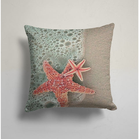 Nautical Pillow Case|White Starfish Cushion Cover|Navy Marine Pillowcase|Orange Beach House Decor|Summer Trend Coral Coastal Throw Pillow