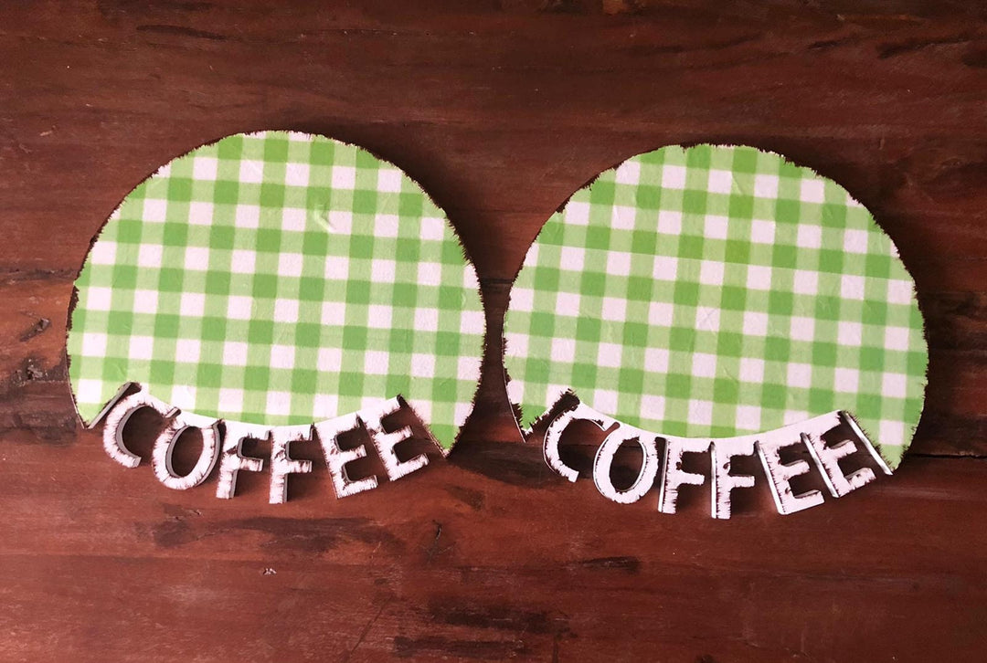 Wooden Coffee Serving Tray Set of 2|Coffee Break Coaster|Coffee Presentation Board|Coffee Time Tea Plate|Natural Wood Housewarming Gift