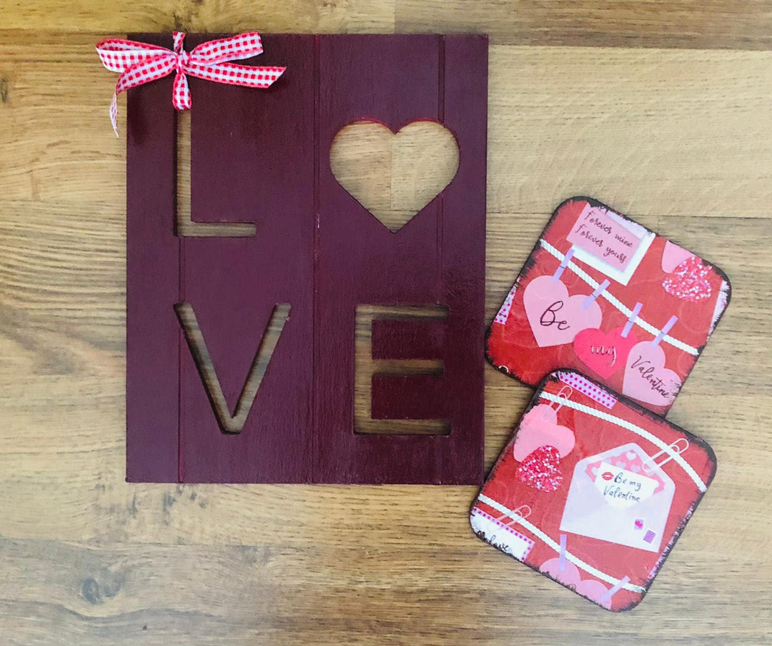 Hand Painted Love Decor|Heart Shaped Decorative Board|Valentine's Day Decor|Custom Table Decor|Original Home Decor|Housewarming Gift For Her