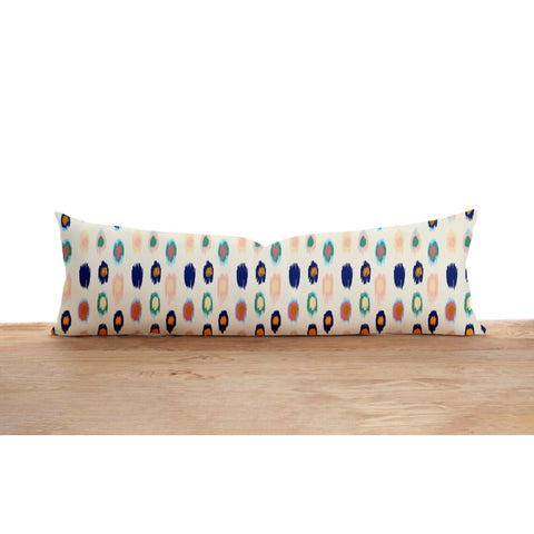 Long Lumbar Pillow Cover|Abstract Design Bolster Cushion Case|Colorful Oversized Lumbar Pillow Top|Geometric Pattern Long Bedding Decor