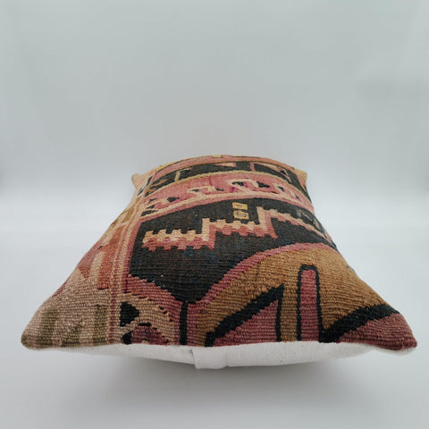 Turkish Kilim Pillow Cover|Decorative Kelim Cushion Case|Ottoman Rug Lumbar Pillow Top|Handwoven Anatolian Decor|Vintage Cushion Cover 12x24