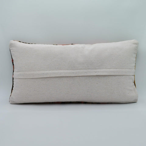 Turkish Kilim Pillow Cover|Rustic Kelim Cushion Case|Vintage Lumbar Pillowcase|Handwoven Cushion Case|Anatolian and Ottoman Rug Decor 12x24