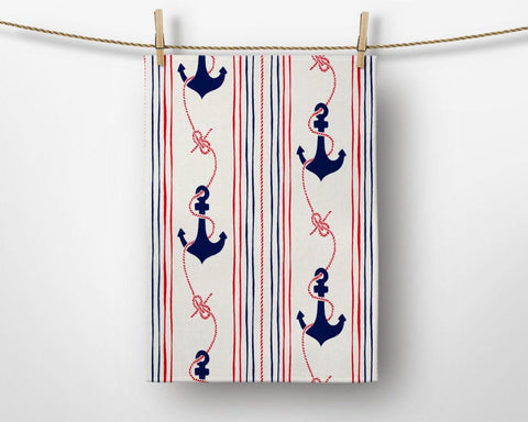 Nautical Hand Towel|Navy Anchor Kitchen Towel|Octopus Dish Towel|Decorative Tea Towel|Housewarming Beach House Hand Towel|Coastal Dishcloth