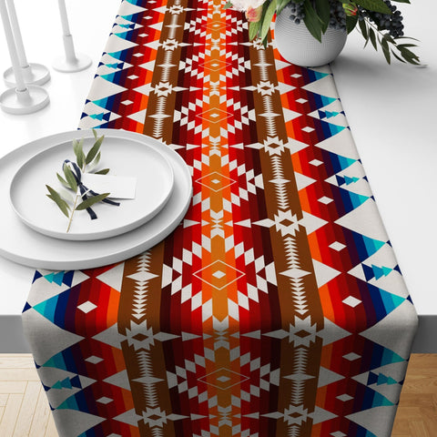 Aztec Table Runner|Aztec Tablecloth|Terracotta Decor|Decorative Tabletop|Rug Design Runner|Southwest Tablecloth|Ethnic Tribal Ancient Runner