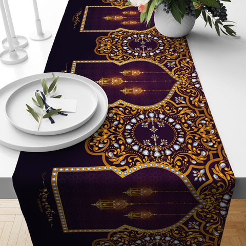 Islamic Table Runner|Ramadan Kareem Tablecloth|Mystic Design Table Decor|Ramadan Home Decor|Gift for Muslim Friends|Authentic Motif Runner