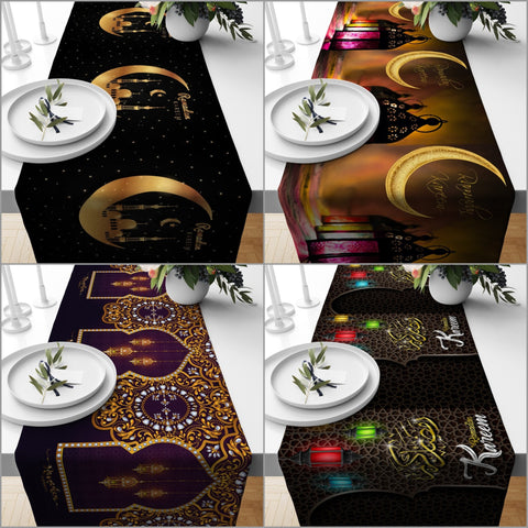 Islamic Table Runner|Ramadan Kareem Tablecloth|Mystic Design Table Decor|Ramadan Home Decor|Gift for Muslim Friends|Authentic Motif Runner