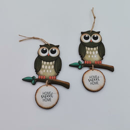 Set of 2 Owl Home Sweet Home Sign|Wall Decor|Decorative Wall Hangings|Custom Modern Art|Uv Printing|Print on Wood|Wall Art|Housewarming Gift