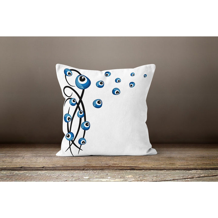 Evil Eye Pillow Cover|Protection Amulet Throw Pillow|Turkish Greek Evil Eye Print Cushion Case|Good Luck Home Decor|Nazar Bead Pillowcase