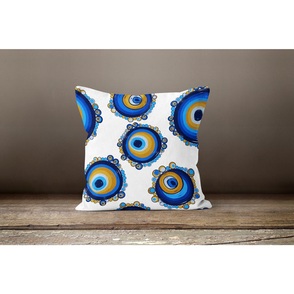Evil Eye Pillow Cover|Protection Amulet Throw Pillow|Turkish Greek Evil Eye Print Cushion Case|Good Luck Home Decor|Nazar Bead Pillowcase