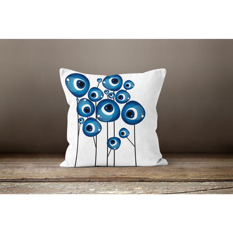 Evil Eye Pillow Cover|Protection Amulet Throw Pillow|Turkish Greek Evil Eye Print Cushion Case|Good Luck Home Decor|Nazar Bead Pillowcase