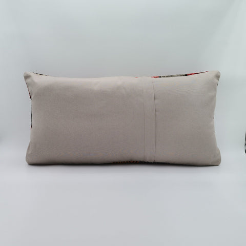 Turkish Kilim Pillow Cover|Handwoven Checkered Design Kelim Cushion Case|Ottoman Rug Lumbar Pillow Top|Anatolian Decor|Vintage Cushion 12x24