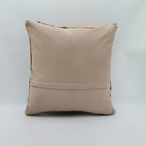 Turkish Kilim Pillow Cover|Ethnic Ottoman Throw Pillow Top|Vintage Rug Cushion Case|Handwoven Antique Cushion Cover|Boho Bedding Decor 16x16