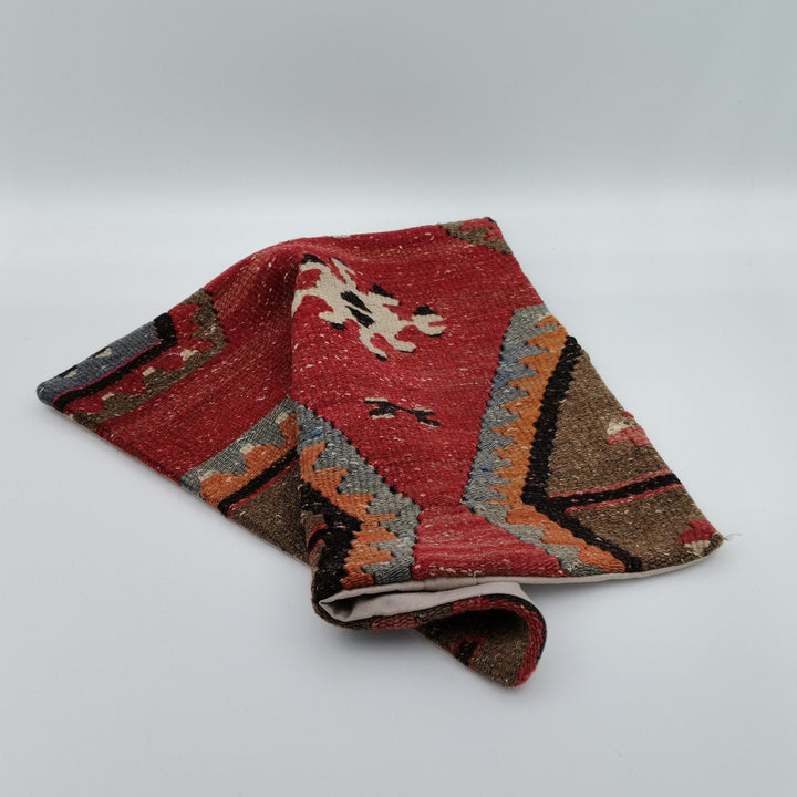 Turkish Kilim Pillow Cover|Vintage Kelim Cushion Case|Eclectic Anatolian Throw Pillow Cover|Boho Bedding Decor|Handwoven Ottoman Rug 16x16