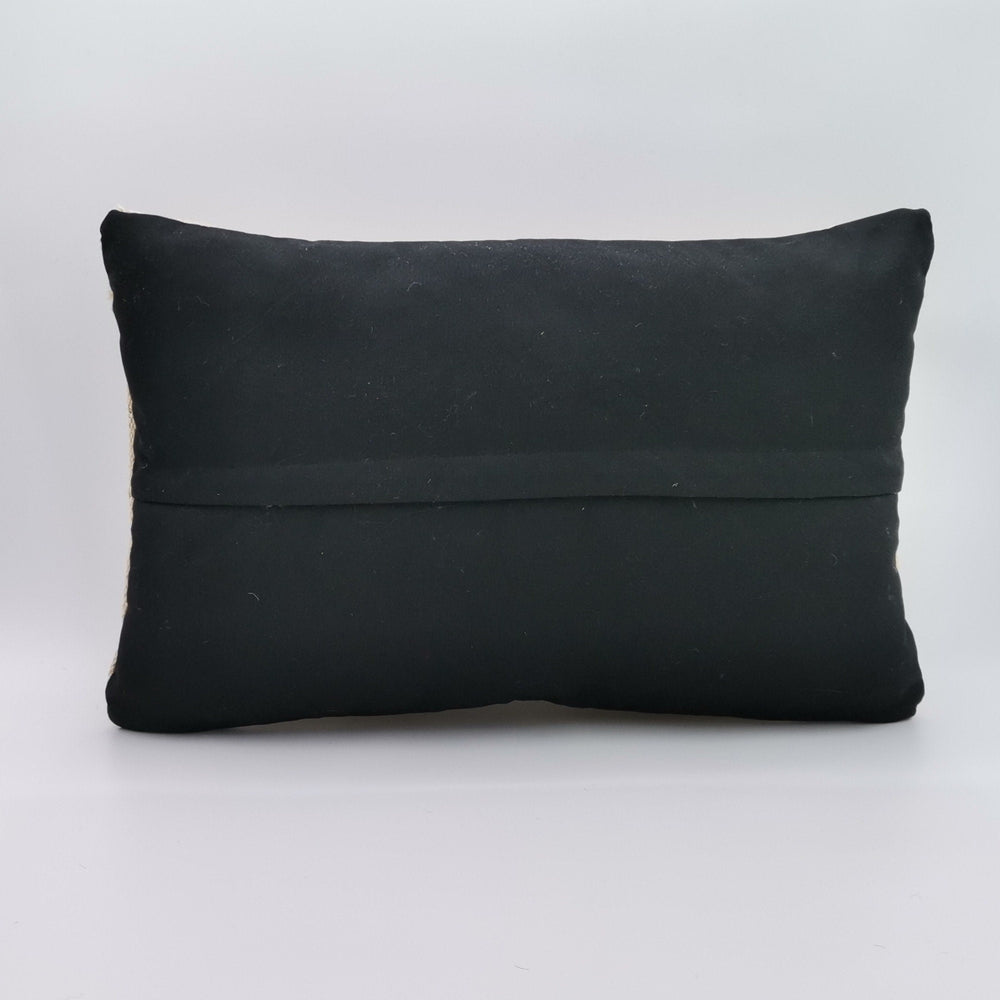 Hemp Pillow Cover|Beige Turkish Kelim Cushion Case|Soft Rug Lumbar Pillow Top|Handwoven Anatolian Home Decor|Vintage Cushion Cover 12x20