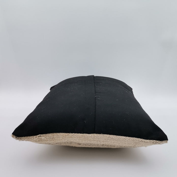 Hemp Pillow Cover|Beige Turkish Kelim Cushion Case|Soft Rug Lumbar Pillow Top|Handwoven Anatolian Home Decor|Vintage Cushion Cover 12x20