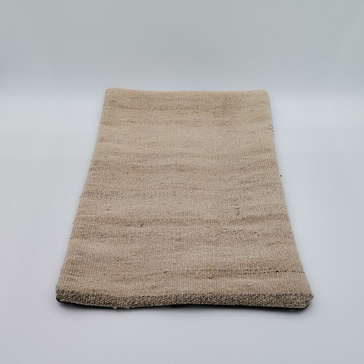 Hemp Pillow Cover|Beige Turkish Kelim Cushion Case|Handwoven Rug Lumbar Pillow Top|Anatolian Home Decor|Vintage Soft Cushion Cover 12x20