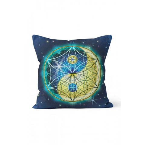 Psychedelic Pillow Cover|Geometric Cushion Cover|Abstract Yin Yang Home Decor|Mandala Design Pillow Case|Sacred Style Authentic Cushion Case
