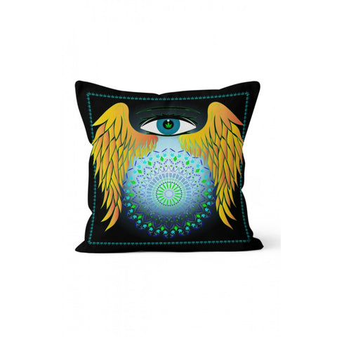 One Eye Pillow Cover|Decorative Colorful Occult Eye Print Cushion Case|Wings Throw Pillow|Illumination Cushion Cover|Abstract Home Decor