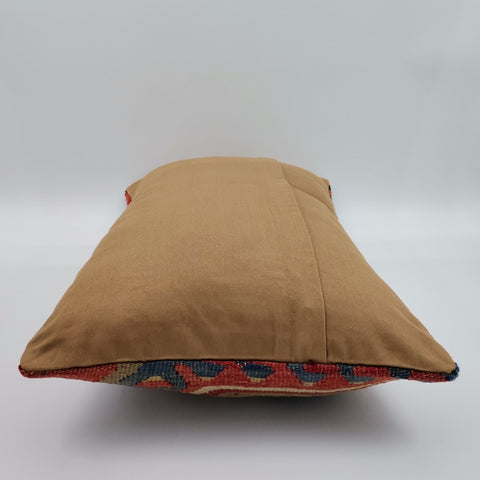 Vintage Kilim Pillow Cover|Rustic Ottoman Kilim Decor|Antique Farmhouse Lumbar Pillow Top|Boho Bedding Decor|Handwoven Rug Cushion 12x24