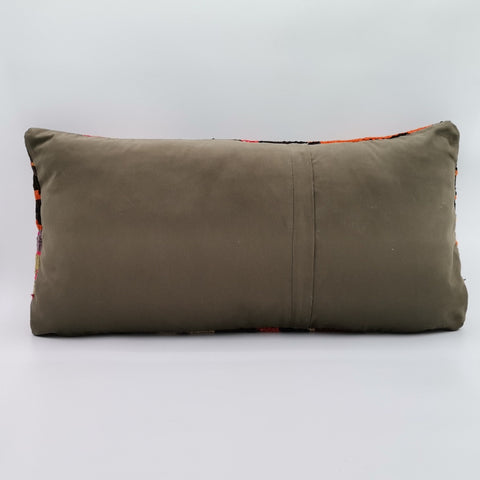 Vintage Kilim Pillow Cover|Handwoven Ottoman Kilim Decor|Antique Farmhouse Lumbar Pillow Top|Boho Bedding Decor|Rustic Rug Cushion 12x24