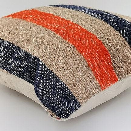Vintage Kilim Pillow Cover|Turkish Kilim Cushion Case|Eclectic Anatolian Throw Pillow Top|Boho Bedding Decor|Handwoven Striped Rug 16x16