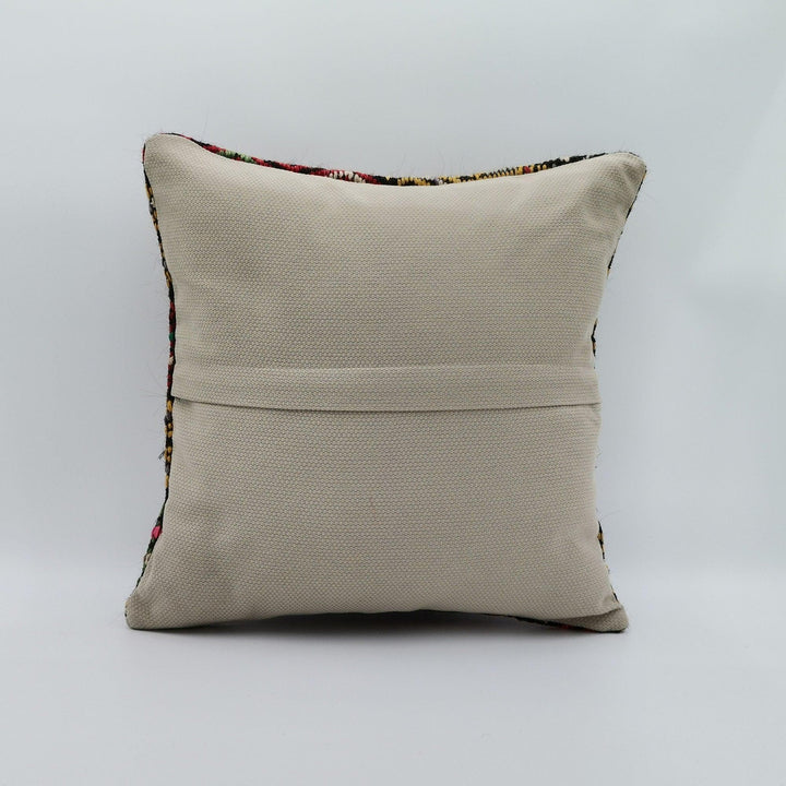 Vintage Kilim Pillow Cover|Turkish Kelim Pillow Top|Ottoman Rug Throw Pillowcase|Diamond Pattern Decor|Handwoven Rug Cushion Cover 16x16