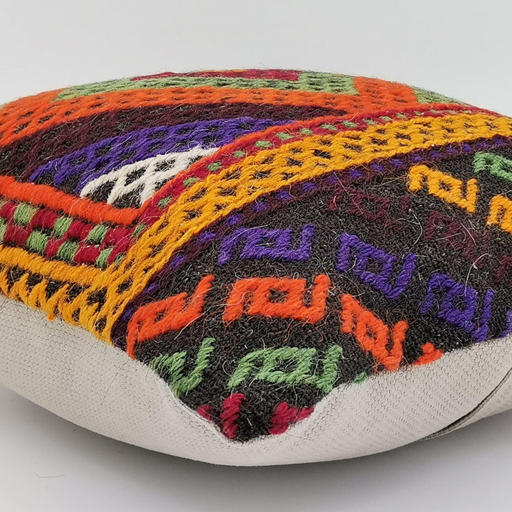 Turkish Kilim Pillow Cover|Geometric Pattern Vintage Kelim Cushion Case|Ottoman Throw Pillow Top|Handwoven Anatolian Rug Cushion Case 16x16