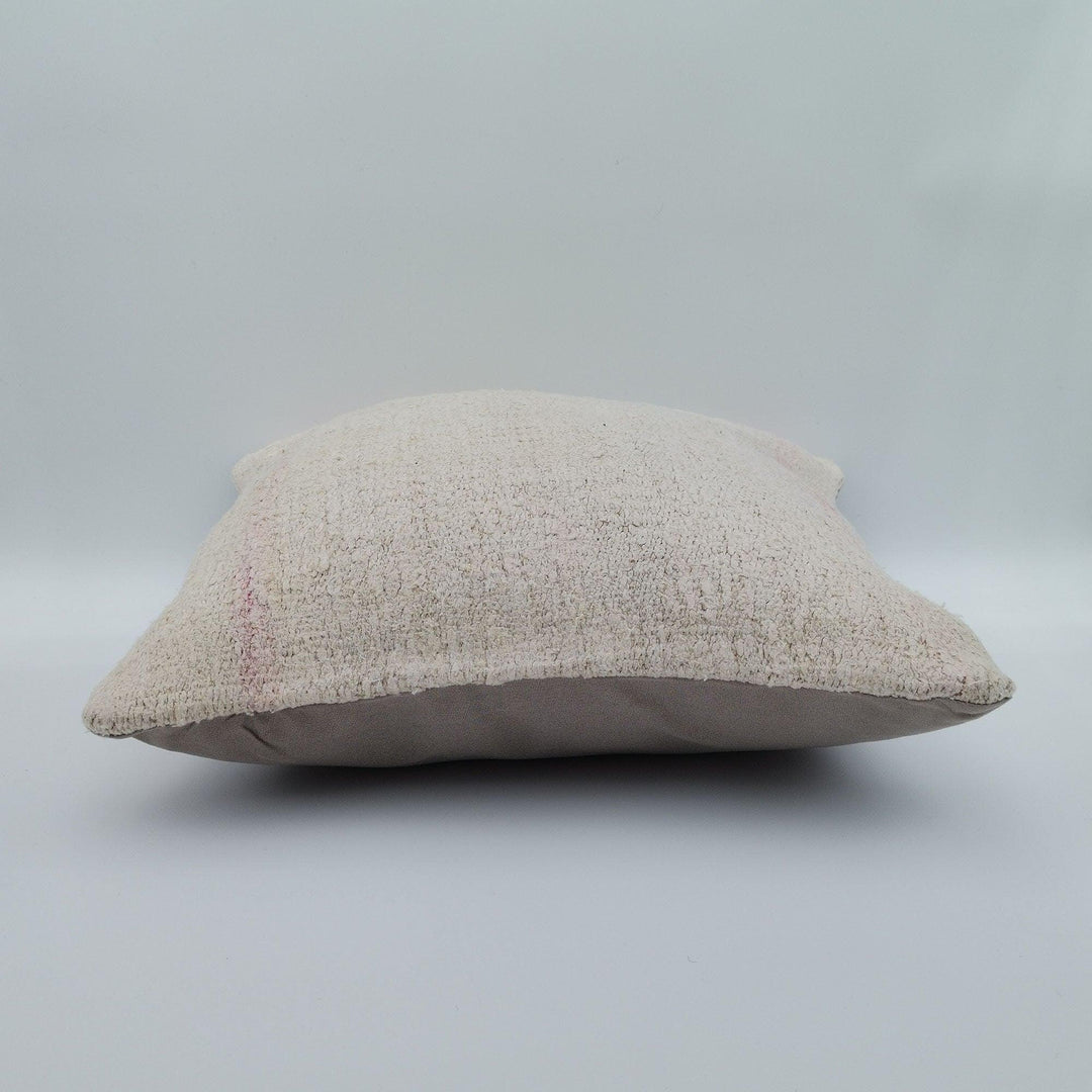 Vintage Hemp Pillow Cover|Turkish Kilim Cushion Case|Antique Square Hemp Throw Pillow Top|Boho Bedding Decor|Handwoven Rug Cushion 16x16