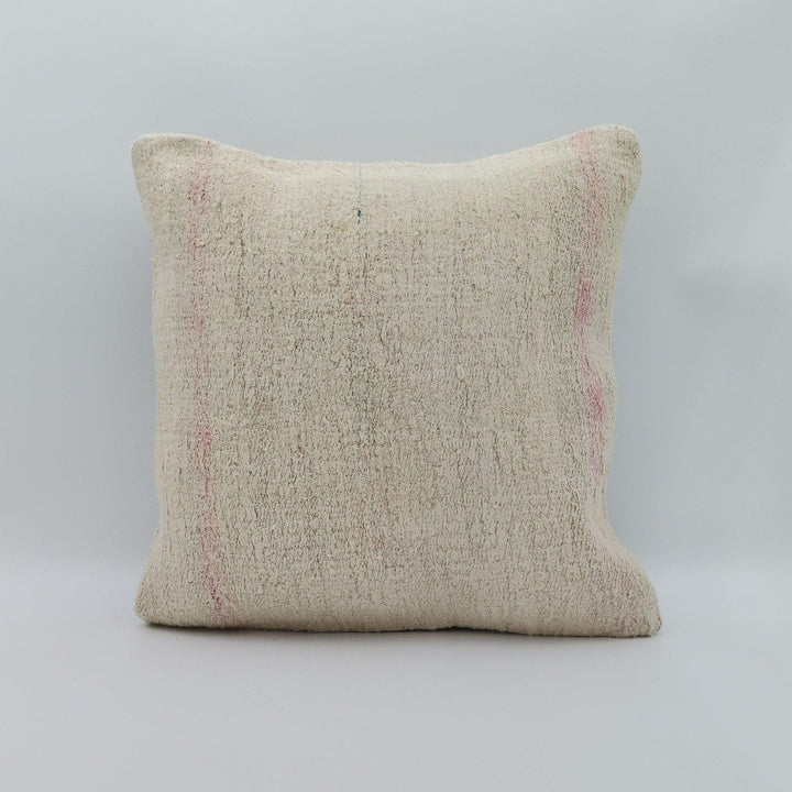 Vintage Hemp Pillow Cover|Turkish Kilim Cushion Case|Antique Square Hemp Throw Pillow Top|Boho Bedding Decor|Handwoven Rug Cushion 16x16