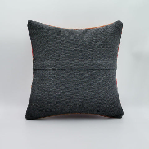 Turkish Kilim Pillow Cover|Red Black Striped Kelim Cushion Case|Anatolian Vintage Throw Pillow Top|Handwoven Rug Design Cushion Case 16x16
