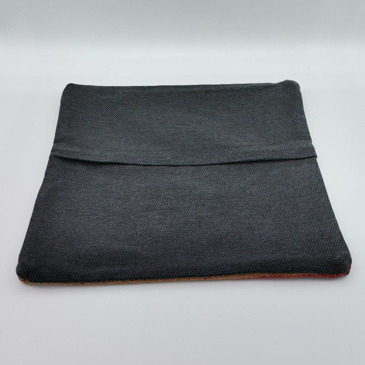 Turkish Kilim Pillow Cover|Red Black Striped Kelim Cushion Case|Anatolian Vintage Throw Pillow Top|Handwoven Rug Design Cushion Case 16x16