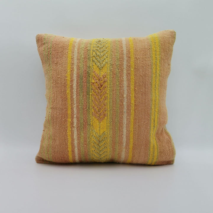 Turkish Kilim Pillow Cover|Soft Kelim Cushion Case|Vintage Throw Pillow Top|Handwoven Cushion Cover|Rug Design Ethnic Home Decor  16x16