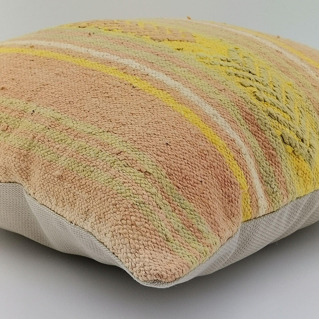 Turkish Kilim Pillow Cover|Soft Kelim Cushion Case|Vintage Throw Pillow Top|Handwoven Cushion Cover|Rug Design Ethnic Home Decor  16x16