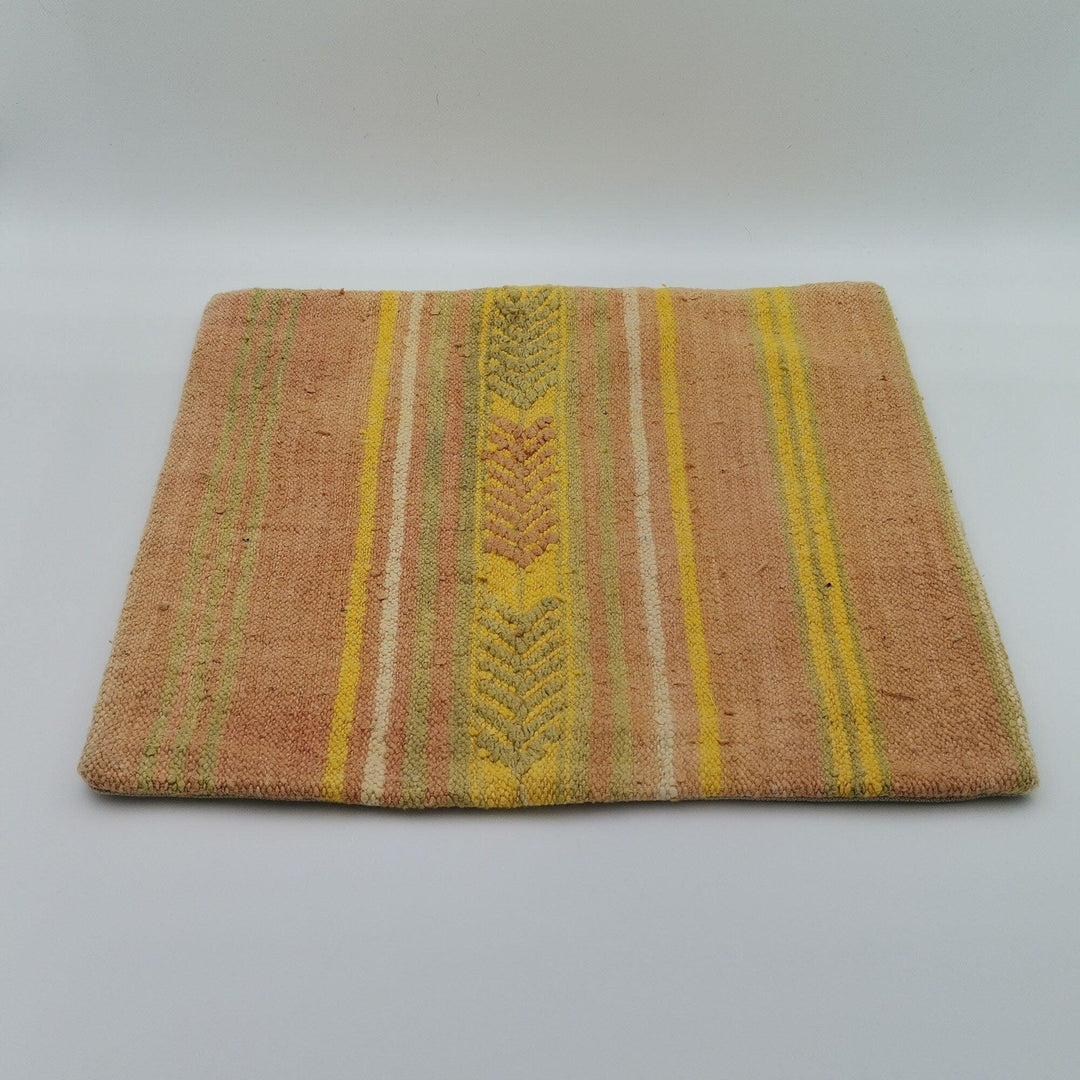 Turkish Kilim Pillow Cover|Soft Kelim Cushion Case|Vintage Throw Pillow Top|Handwoven Cushion Cover|Rug Design Ethnic Home Decor  16x16