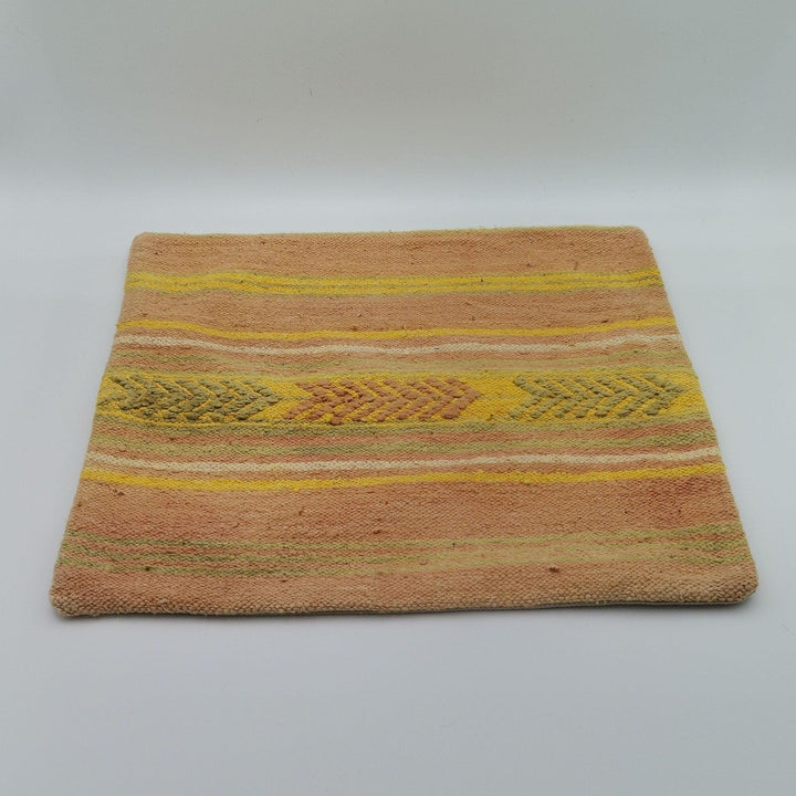 Turkish Kilim Pillow Cover|Soft Kelim Cushion Case|Vintage Throw Pillow Top|Handwoven Cushion Cover|Rug Design Ethnic Home Decor  16x16