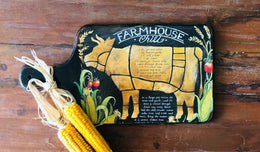 Hand Painted Wooden Cutting Board|Farmhouse Cow Presentation Plate|Wooden Kitchen Decor|Custom Table Decor|Original Home Decor|Gift For Mom