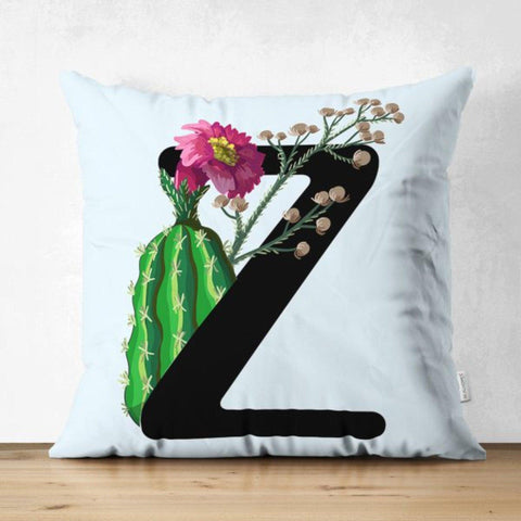 Letter Pillow Cover|Floral Alphabet Cushion Case|S to Z Letter Throw Pillow Top|Unique Sofa Decor|Decorative English Alphabet with Flowers